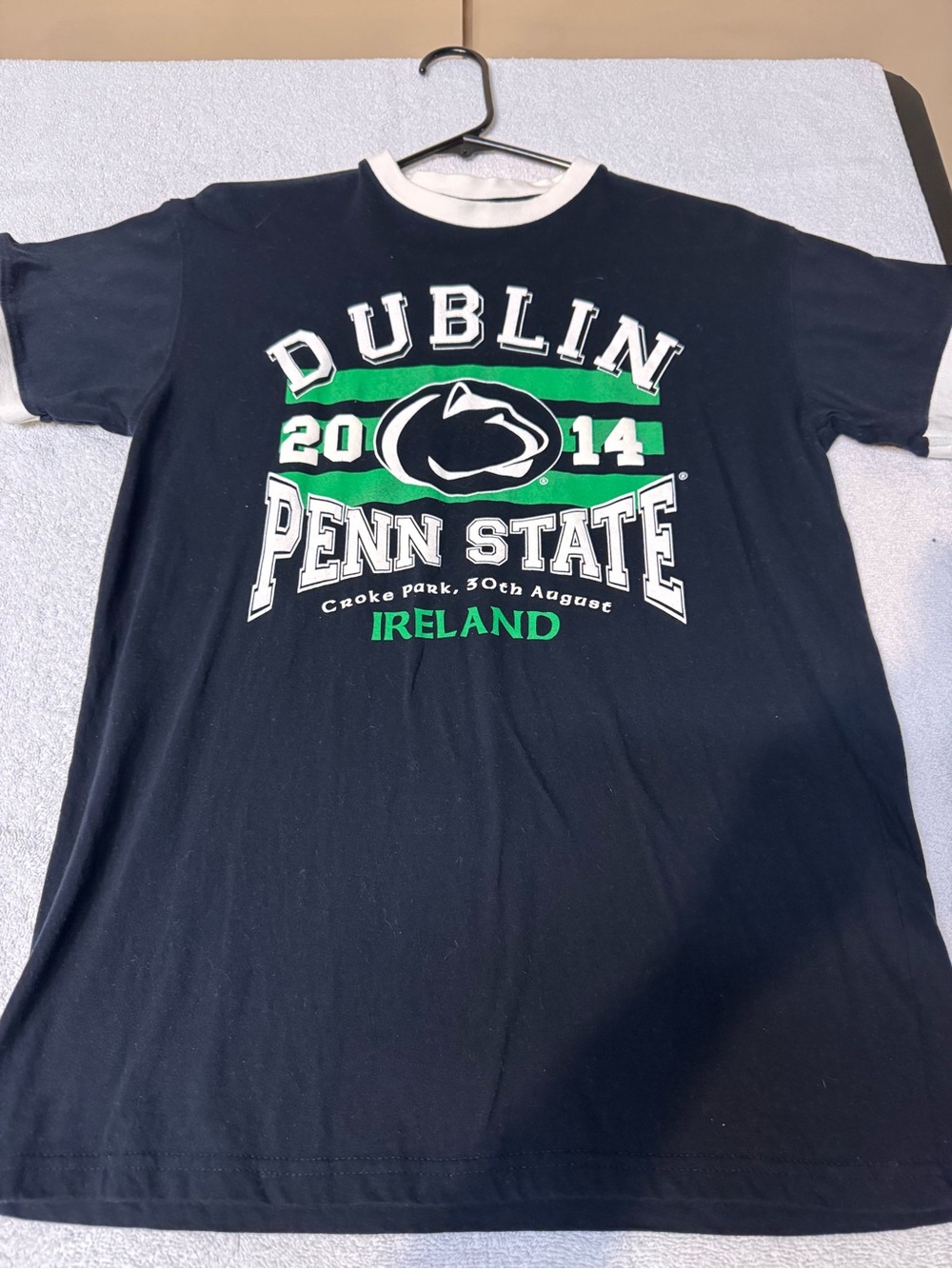 Women’s Penn State Dublin 2014 Navy Ringer T-Shirt Size Small